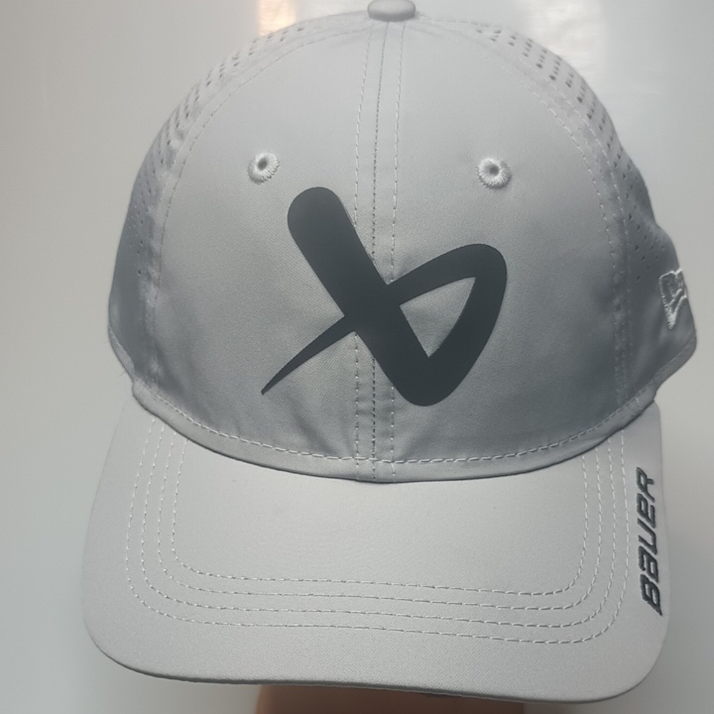 Bauer White and Black Logo Performance Hat